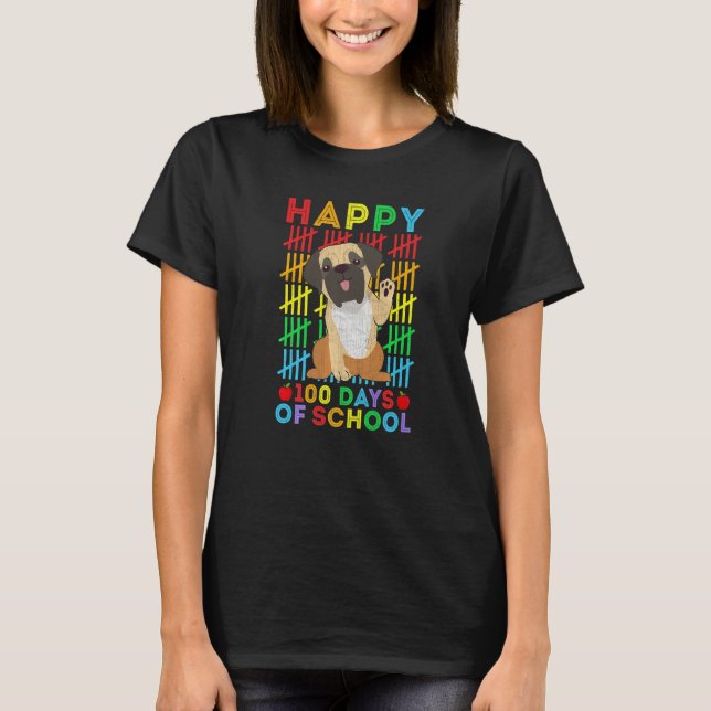 Mastiff Dog Lovers Teacher Student Happy 100 Days  T-Shirt (Vorderseite)