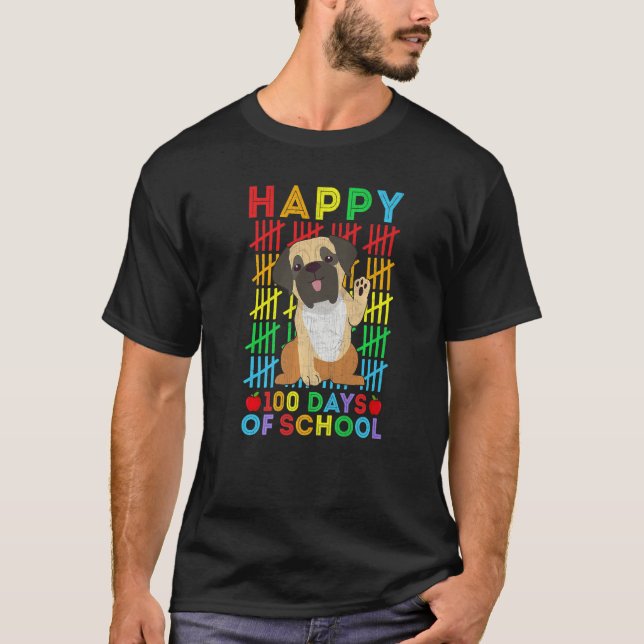 Mastiff Dog Lovers Teacher Student Happy 100 Days  T-Shirt (Vorderseite)
