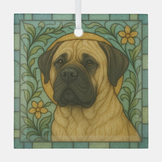 Mastiff Dog "Stached Glass" Ornament Aus Glas (Vorderseite)