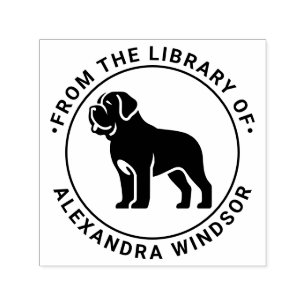 Mastiff Dog Stehend Sil Library Name Permastempel