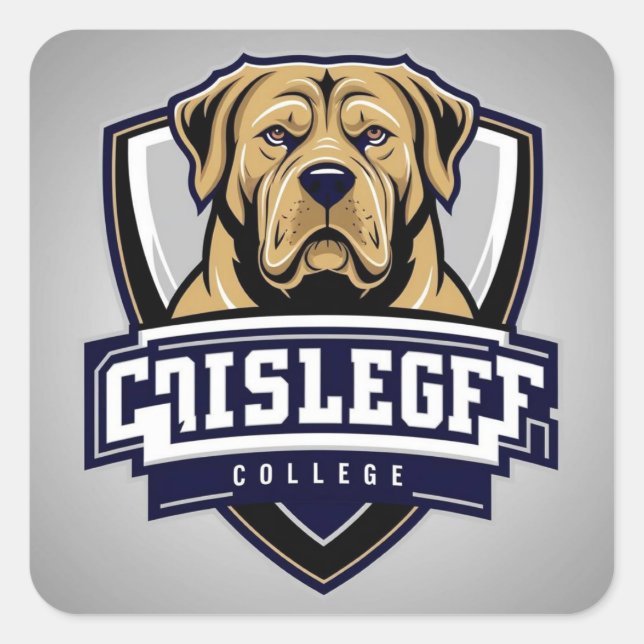 Mastiff Dog: Uni-Logo Quadratischer Aufkleber (Vorderseite)