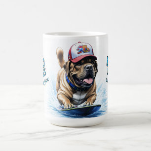 Mastiff englische Dogge Auf Surfbrett Urlaub Kaffeetasse