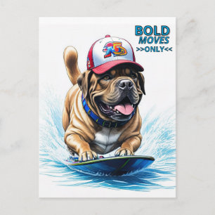 Mastiff englische Dogge Auf Surfbrett Urlaub Postkarte