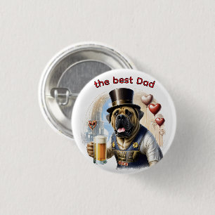 Mastiff englische Dogge best Dad Vatertag Button