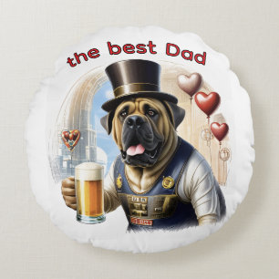 Mastiff englische Dogge best Dad Vatertag Rundes Kissen