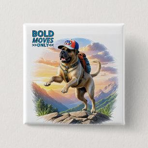 Mastiff englische Dogge im Gebirge Urlaub Button