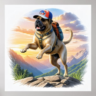 Mastiff englische Dogge im Urlaub im Gebirge Poster