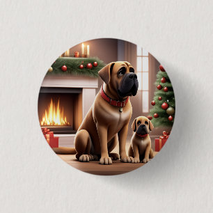 Mastiff englische Dogge Weihnachten Kamin Button