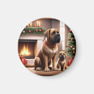 Mastiff englische Dogge Weihnachten Kamin Magnet