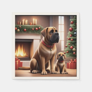 Mastiff englische Dogge Weihnachten Kamin Serviette