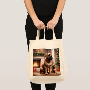 Mastiff englische Dogge Weihnachten Kamin Tragetasche