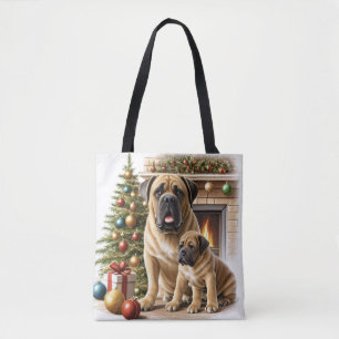 Mastiff englische Doggen Kamin Weihnachten