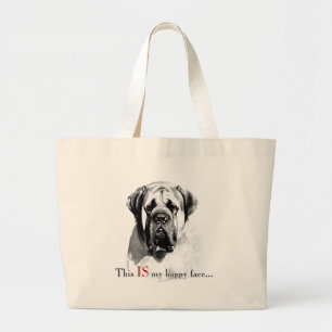 Mastiff-glückliche Gesichts-Tasche Jumbo Stoffbeutel