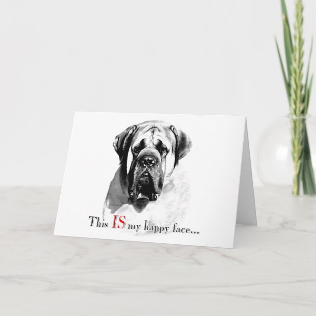 Mastiff Happy Face Card Karte (Vorderseite)