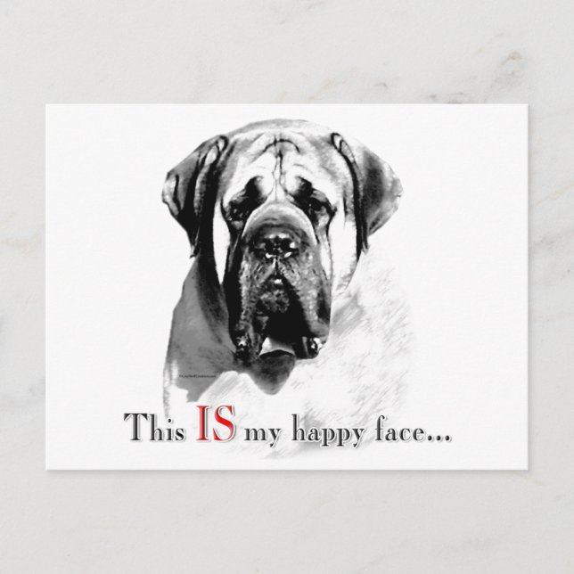 Mastiff Happy Face Postcard Postkarte (Vorderseite)