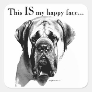 Mastiff Happy Face Quadratischer Aufkleber