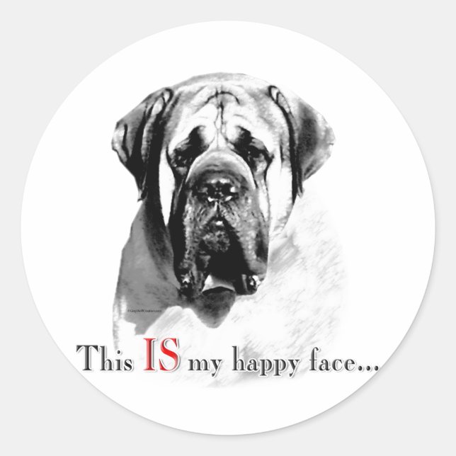 Mastiff Happy Face Sticker (Vorderseite)