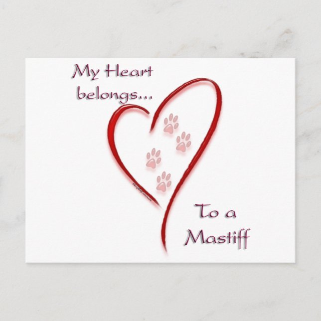 Mastiff Heart Belongs Postkarte (Vorderseite)