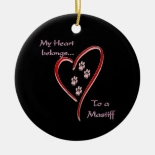 Mastiff Heart Belongs Schlüsselanhänger Keramik Ornament