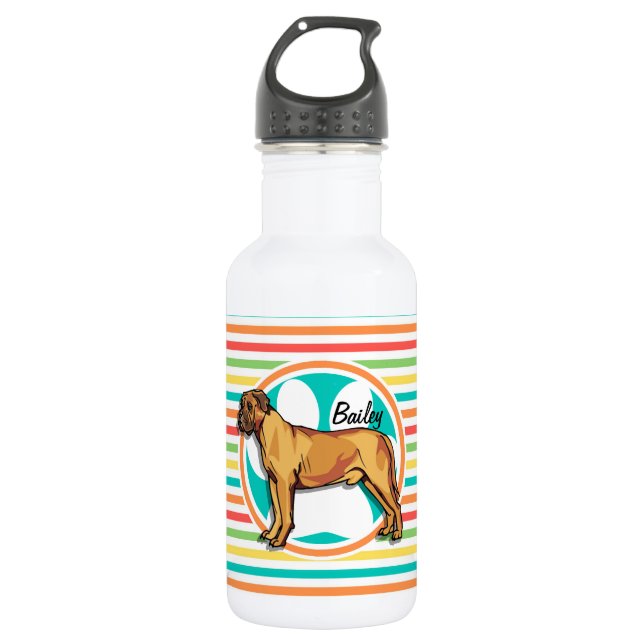 Mastiff; helle Regenbogenstreifen Trinkflasche (Vorderseite)