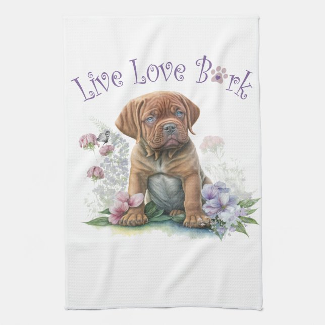 Mastiff Hund Mama Floral Geschirrtuch (Vertikal)