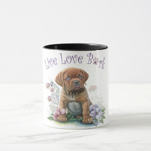 Mastiff Hund Mama Floral Tasse (Zentrum)