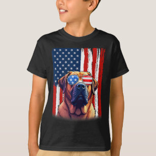 Mastiff Hund USA Flag Männer Frauen 4. Juli T-Shirt
