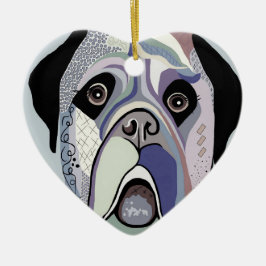 Mastiff in den Denim-Farben Keramik Ornament