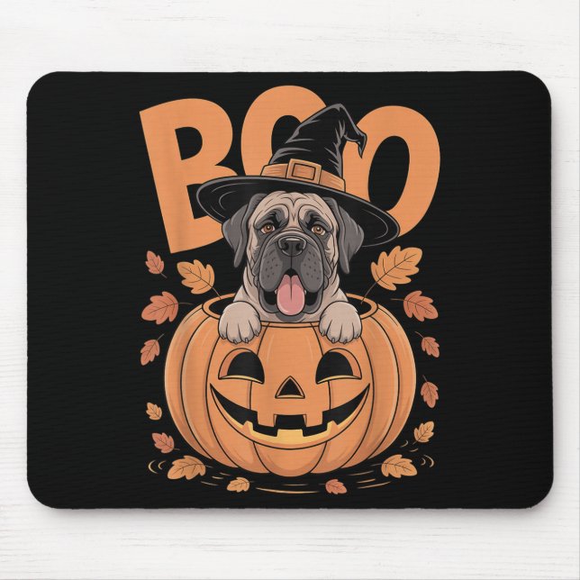 Mastiff-Kostüm auf Kürbis Halloween Mastiff  Mousepad (Vorne)