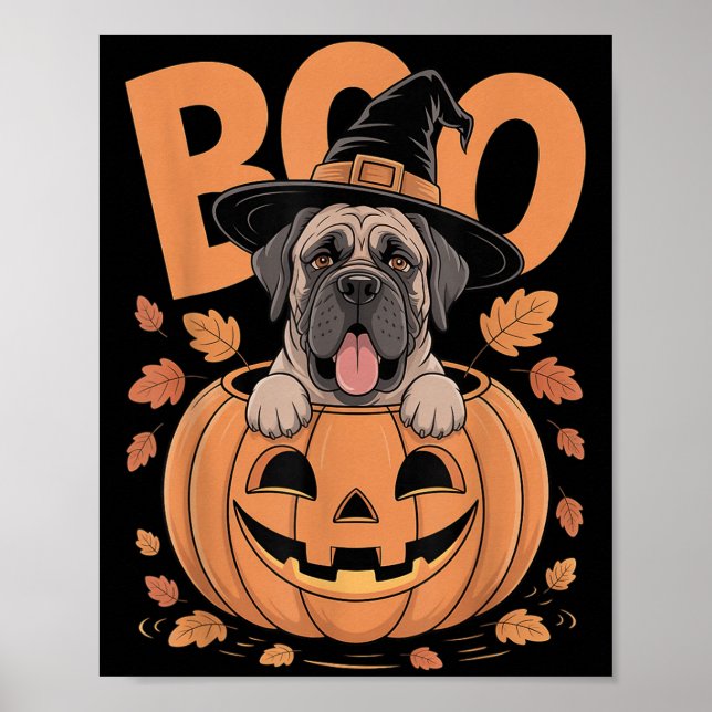 Mastiff-Kostüm auf Kürbis Halloween Mastiff  Poster (Vorne)