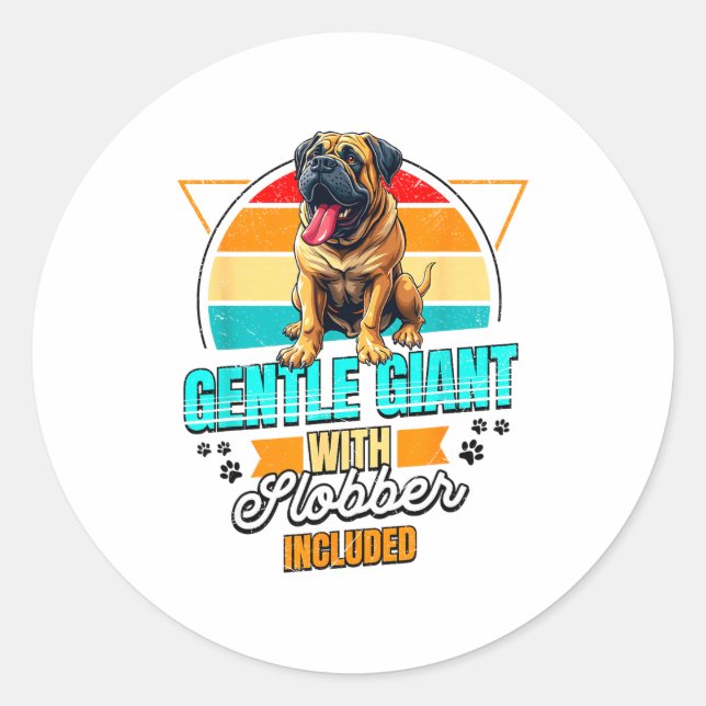 Mastiff Lover Funny Mastiff Dog Retro  Runder Aufkleber (Vorderseite)