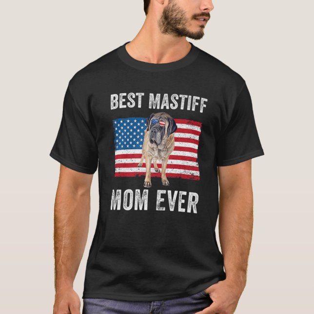 Mastiff Mama Mama American Flag English Mastiff Lo T-Shirt (Vorderseite)