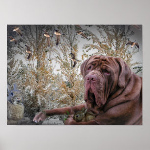 Mastiff mit kleinen Kaninchenplakaten Poster