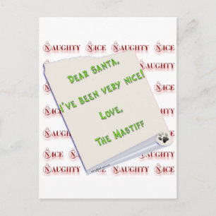 Mastiff Naughty oder Nice Feiertagspostkarte