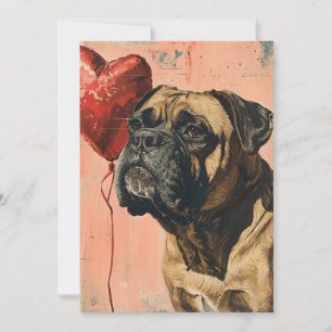 Mastiff Vintage Valentinstag Feiertagskarte