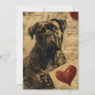 Mastiff Vintage Valentinstag  Feiertagskarte
