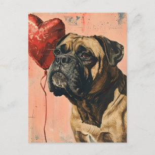 Mastiff Vintage Valentinstag Postkarte