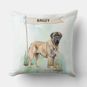 Mastiff Wasserfarbe Personalisierter Hund Kissen