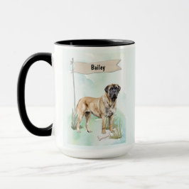 Mastiff Watercolor Personalized Dog Tasse