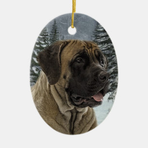 Mastiff-Weihnachtsverzierung Keramikornament