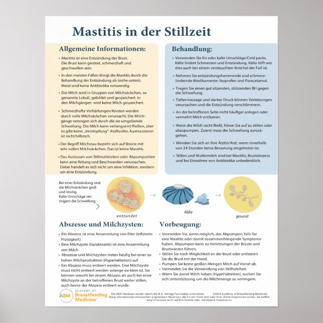Mastitis im Stillen Poster (deutsch) (Vorne)