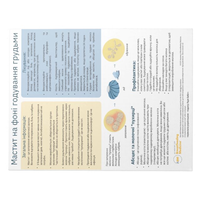 Mastitis in der Stillzeit Entfernung (Ukrainisch) Notizblock (Vorderseite)