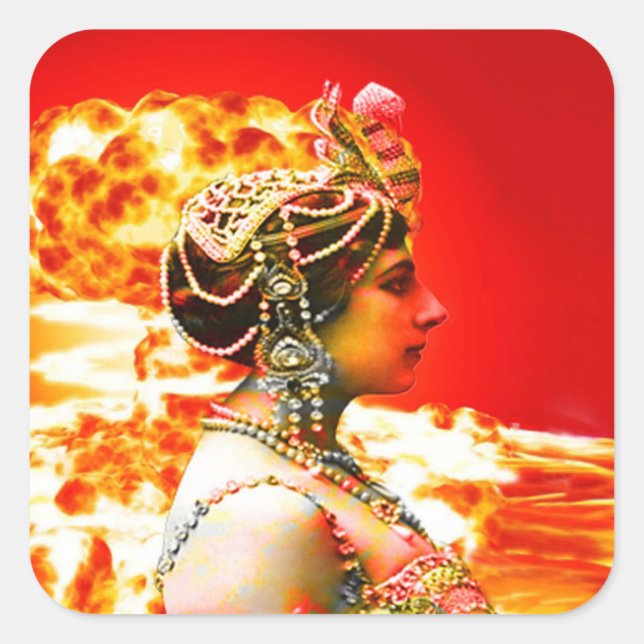 Mata Hari Quadratischer Aufkleber (Vorderseite)