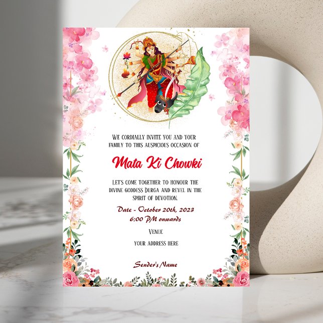 Mata Ki Chowki Goddess Durga Jagrata Einladung (Von Creator hochgeladen)