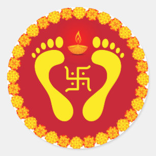 Mata Lakshmi Feet Runder Aufkleber