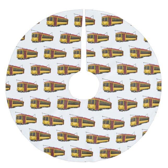 Mata Troley Cartoon Illustration Polyester Weihnachtsbaumdecke (Vorderseite)