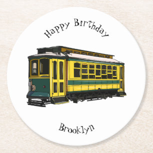 Mata Troley Cartoon Illustration Runder Pappuntersetzer