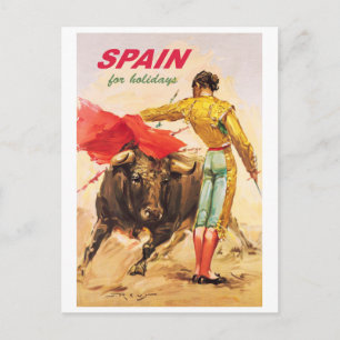 Matador und Bull. Stierkampf. Spanien für Ferien Postkarte