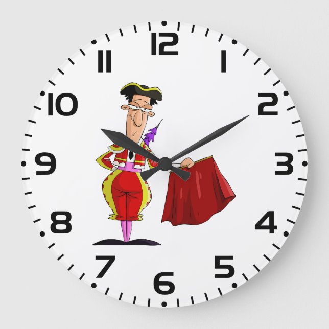 Matador with Red Cape Spanish Bullfighter Große Wanduhr (Vorderseite)
