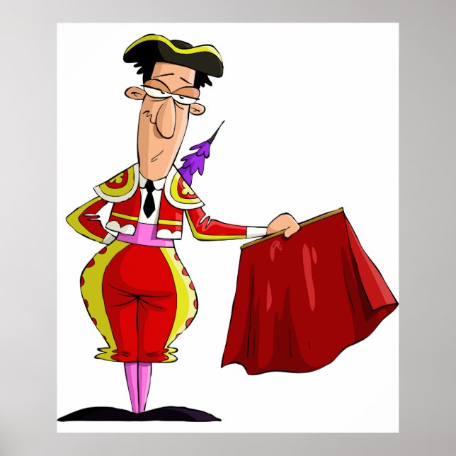 Matador with Red Cape Spanish Bullfighter Poster (Vorne)